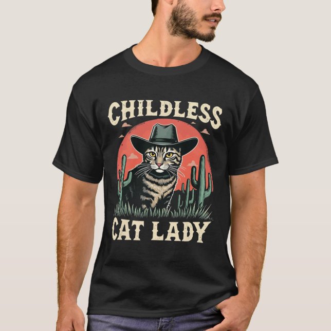 Camiseta Lady Gato Sem Fios - Amantes de Gatos Kamala Harri (Frente)