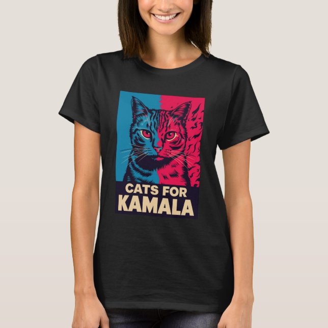 Camiseta Lady Gato Sem Fios Está Votando Kamala Harris 2024 (Frente)