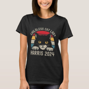 Camiseta Lady Gato Sem Fios Para Kamala Harris 2024 Retro B