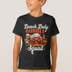 Camiseta Lady Gobble Squad Turkey Pumpkin Happy Obrigado