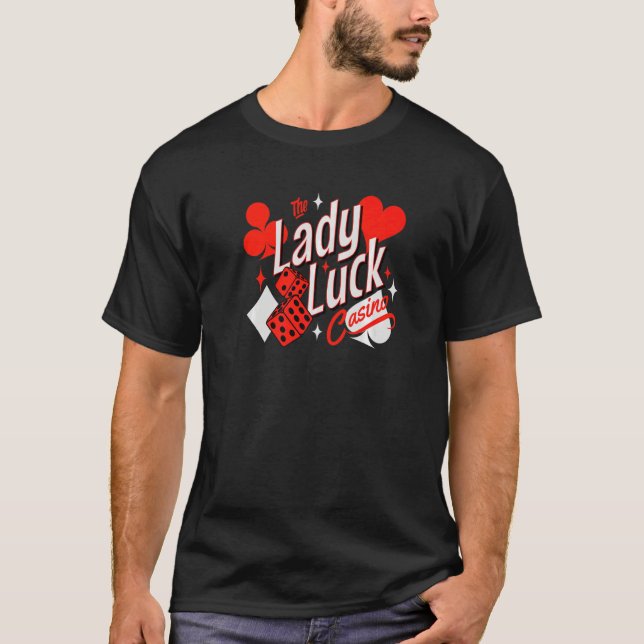 Camiseta Lady Luck Rockabilly 50's Casino Games Card Player (Frente)
