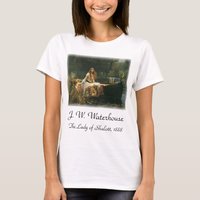 Camiseta Lady Shalott On Boat por John William Waterhouse (Frente)