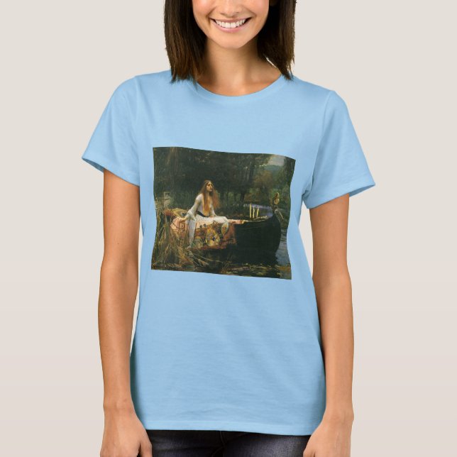 Camiseta Lady Shalott On Boat por John William Waterhouse (Frente)