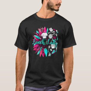 Camiseta Lady Sunflower Leopard Cute Lunch Lady Life