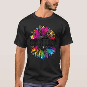 Camiseta Lady Sunflower Leopard Tie Dye De Volta À Escola