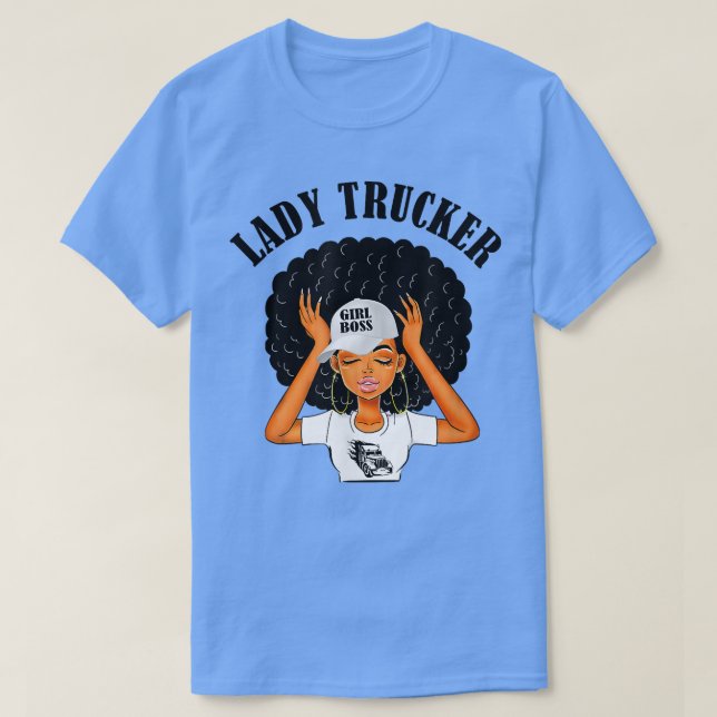 Camiseta Lady Trucker Girl Boss Proud Female Truck Driver T (Frente do Design)