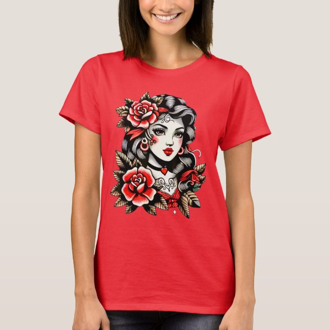 Camiseta Lady with Roses (Frente)