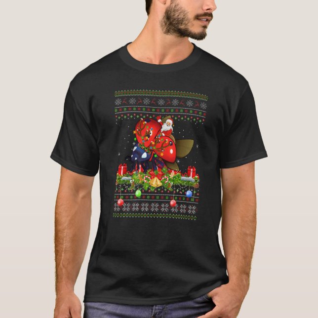 Camiseta Ladybird  Ugly Santa Riding Ladybird Christmas (Frente)