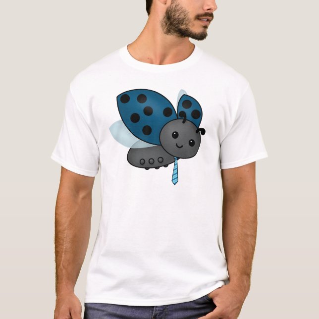 Camiseta Ladybug azul em um Necktie (Frente)