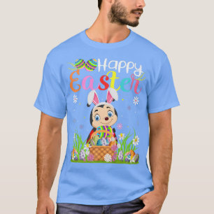 Camiseta Ladybug Bunny Egg Caçando Engraçado Ladybug Feliz