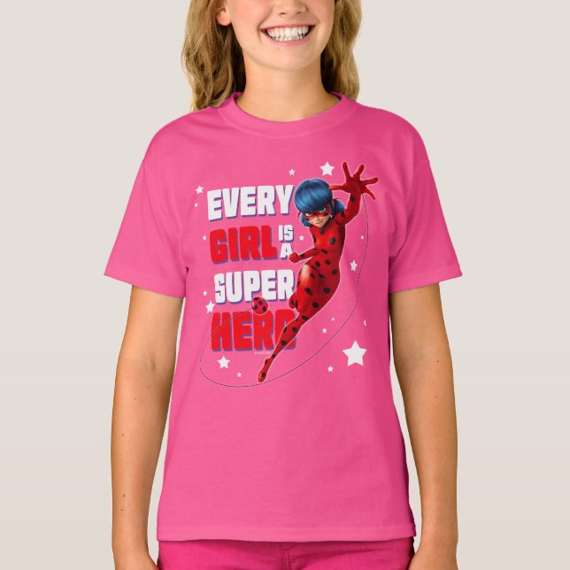 Camiseta Ladybug Cada garota é um super herói (Frente)