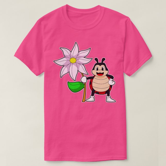 Camiseta Ladybug com Flor (Frente do Design)