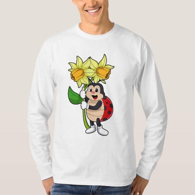 Camiseta Ladybug com Flor Daffodil (Frente)