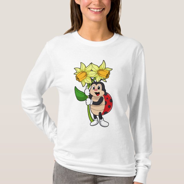 Camiseta Ladybug com Flor Daffodil (Frente)