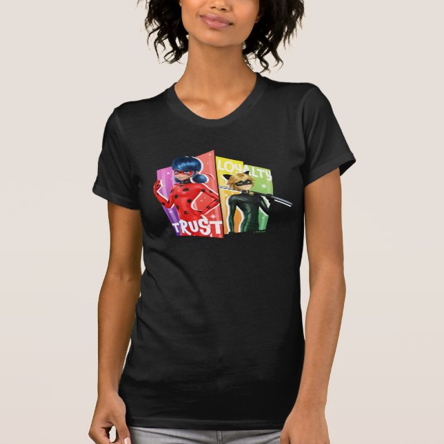 Camiseta Ladybug e Cat Noir | Confiança e lealdade (Frente)