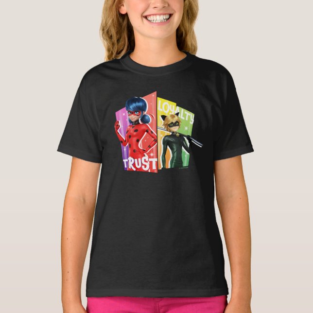 Camiseta Ladybug e Cat Noir | Confiança e lealdade (Frente)
