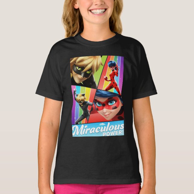 Camiseta Ladybug e Cat Noir | Energia Miraculosa! (Frente)