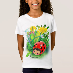 Camiseta ladybug engraçado de desenhos animados entre as fl