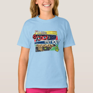 Camiseta Ladybug Miraculoso e Cat Noir sempre protegem você