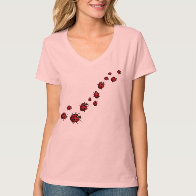 Camiseta Ladybug Shirts Meninas ecologicamente amigáveis Ca (Frente)