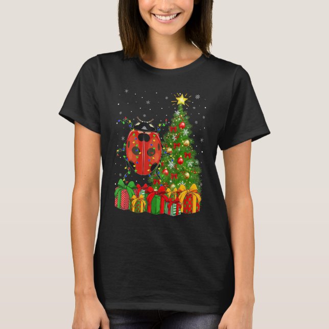 Camiseta Ladybug   Xmas Holiday Santa Ladybug Christmas Tre (Frente)