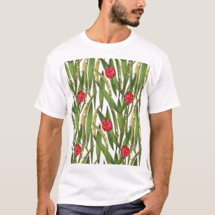 Camiseta Ladybugs: padrão aquarela de fundo da margarida.
