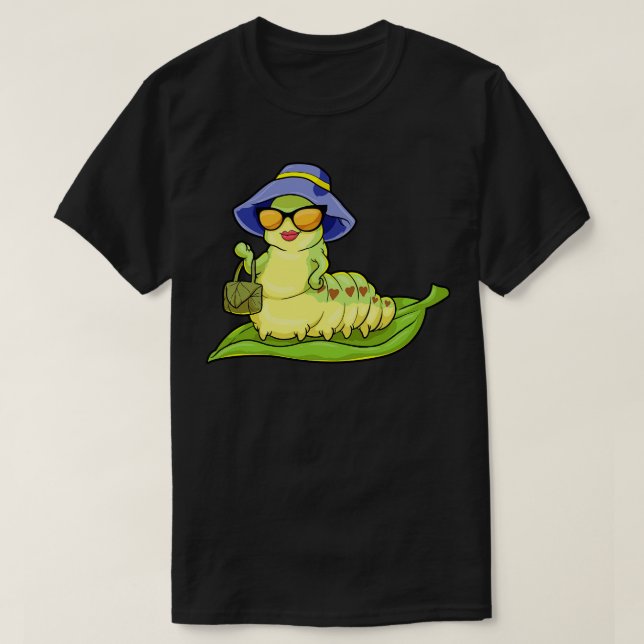 Camiseta Lagarta com ampulhetas de vidro feminino (Frente do Design)