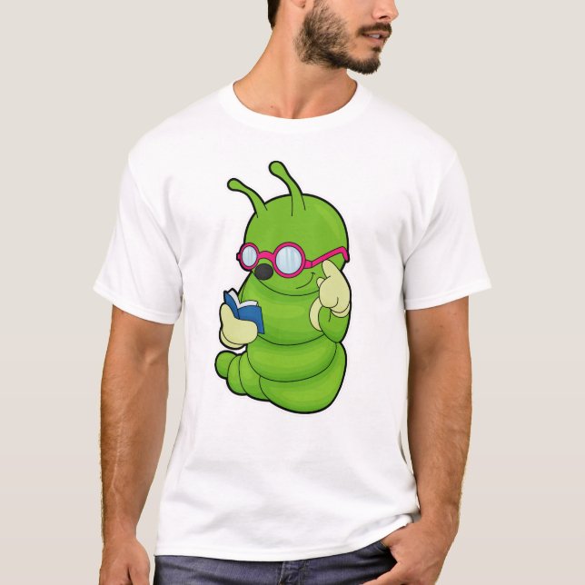 Camiseta Lagarta com Óculos de Sol & Livro (Frente)