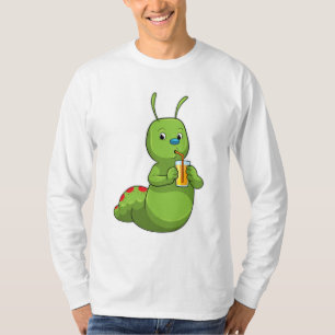 Camiseta Lagarta com Vidro de Sumo de Laranja