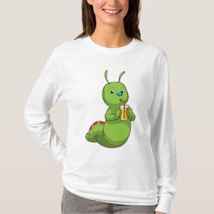 Camiseta Lagarta com Vidro de Sumo de Laranja