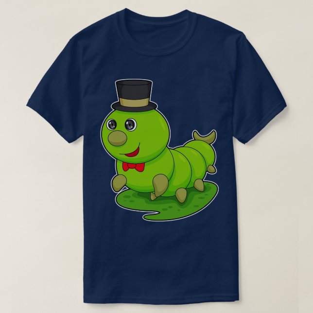 Camiseta Lagarta Como Cavalheiro Com Cilindro (Frente do Design)