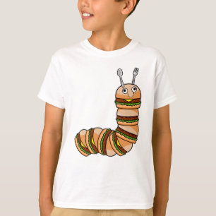 Camiseta Lagarta como Cheeseburger com carne de bovino e sa