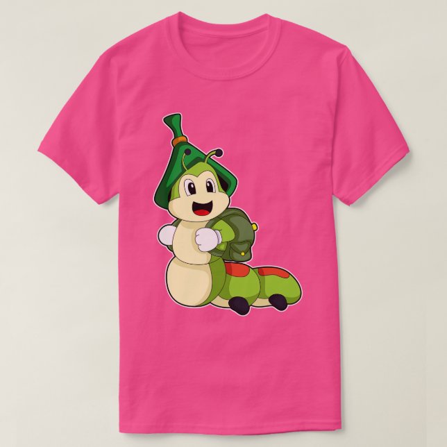 Camiseta Lagarta como Estudante com Mochila (Frente do Design)