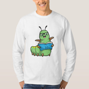 Camiseta Lagarta como Nerd de Livros e Óculos