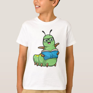 Camiseta Lagarta como Nerd de Livros e Óculos
