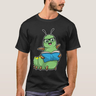 Camiseta Lagarta como Nerd de Livros e Óculos