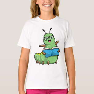 Camiseta Lagarta como Nerd de Livros e Óculos