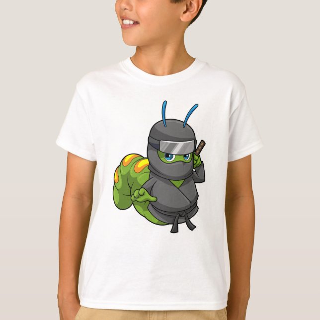 Camiseta Lagarta como Ninja com Espada (Frente)