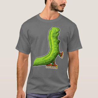 Camiseta Lagarta como patinadora em linha com skates em lin