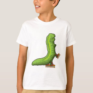 Camiseta Lagarta como patinadora em linha com skates em lin