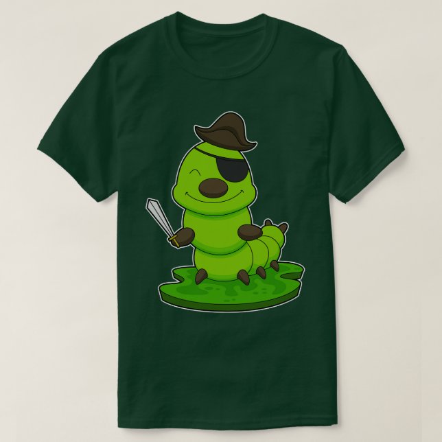 Camiseta Lagarta como Pirata com Espada (Frente do Design)