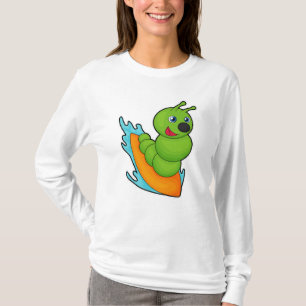 Camiseta Lagarta como Surfer com Surfboard