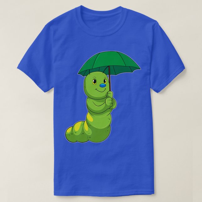 Camiseta Lagarta em chuva com guarda-chuva (Frente do Design)