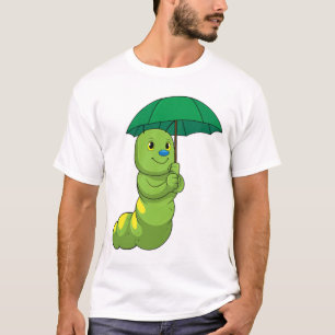 Camiseta Lagarta em chuva com guarda-chuva