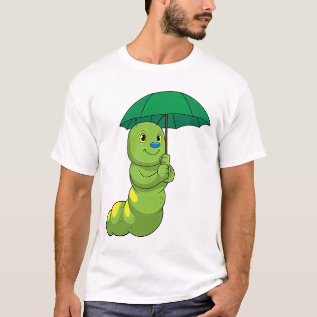 Camiseta Lagarta em chuva com guarda-chuva (Frente)