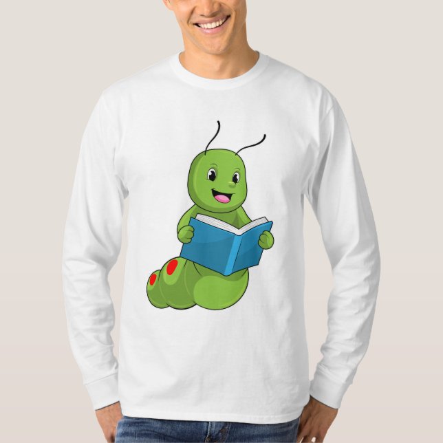 Camiseta Lagarta em Leitura com Livro (Frente)