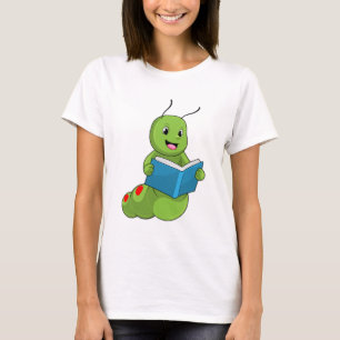 Camiseta Lagarta em Leitura com Livro