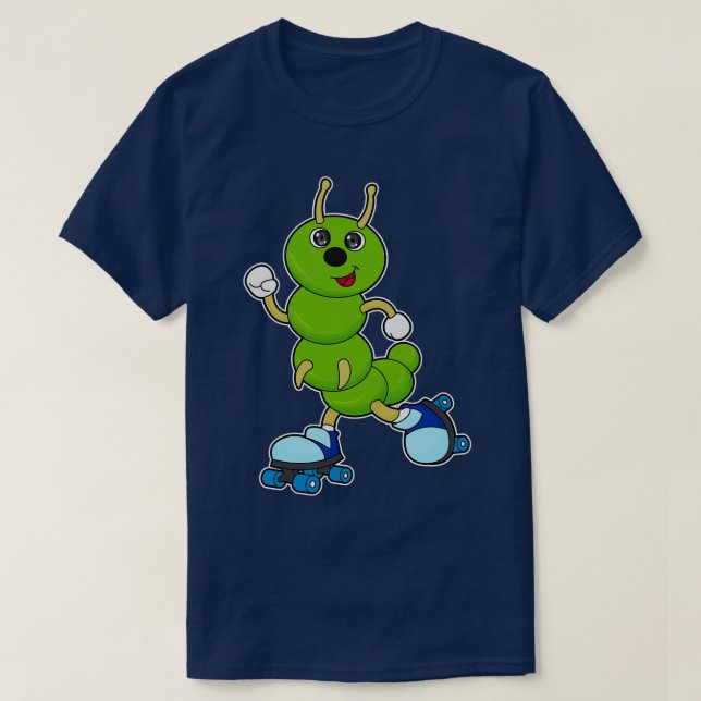Camiseta Lagarta em patinagem em linha com skates (Frente do Design)