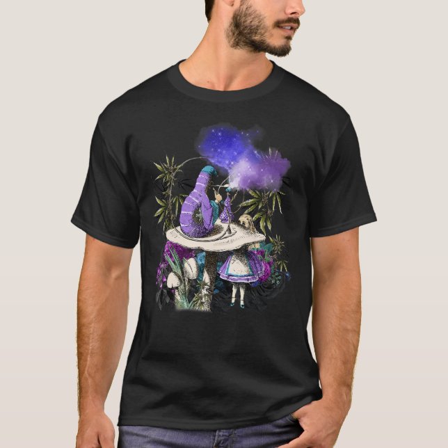 Camiseta Lagarta fumadora de erva e Alice no País das Marav (Frente)