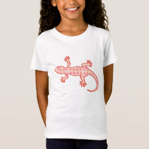Camiseta Lagartixa tribal batik - rosa coral e creme